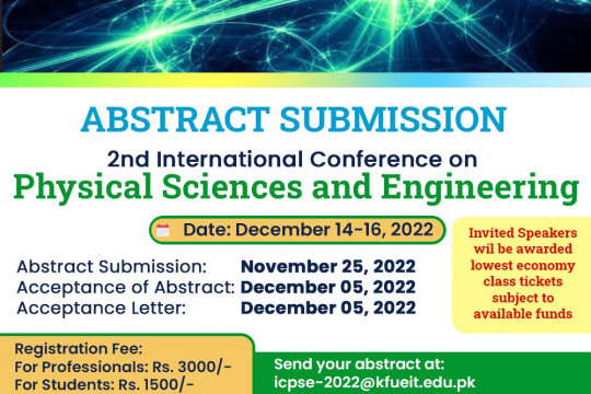 Abstract Submission 2nd International Conference on Physical Sciences and Engineering