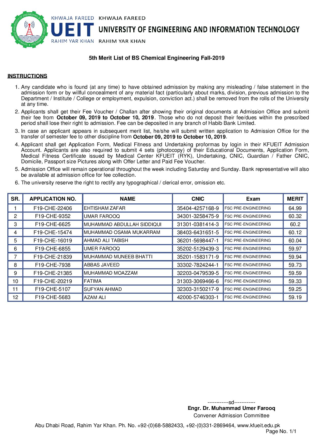 5th Merit List of BS Chemical Engineering Fall-2019-page-001