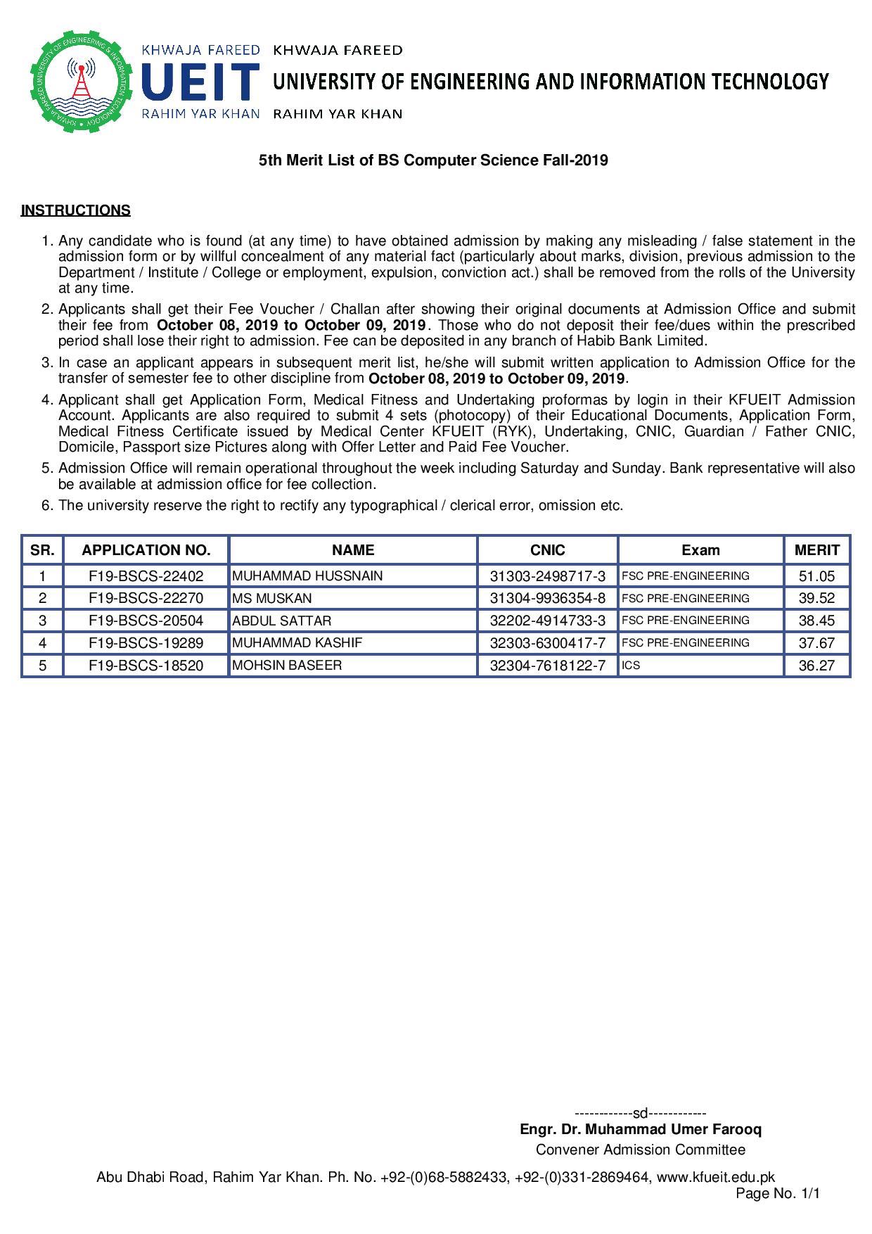 5th Merit List of BS Computer Science Fall-2019-page-001