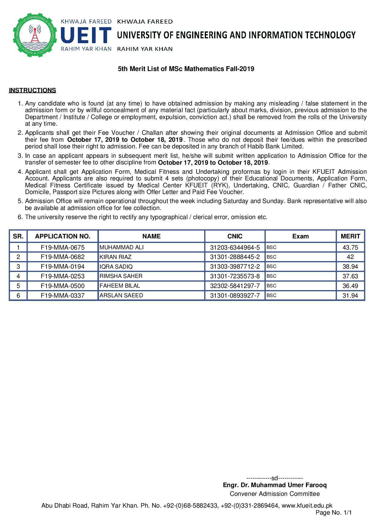 5th Merit List of MSc Mathematics Fall-2019-page-001