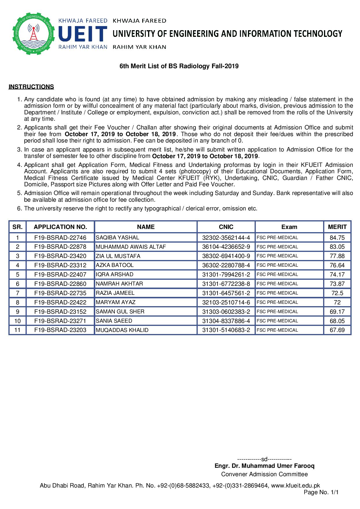 6th Merit List of BS Radiology Fall-2019-page-001