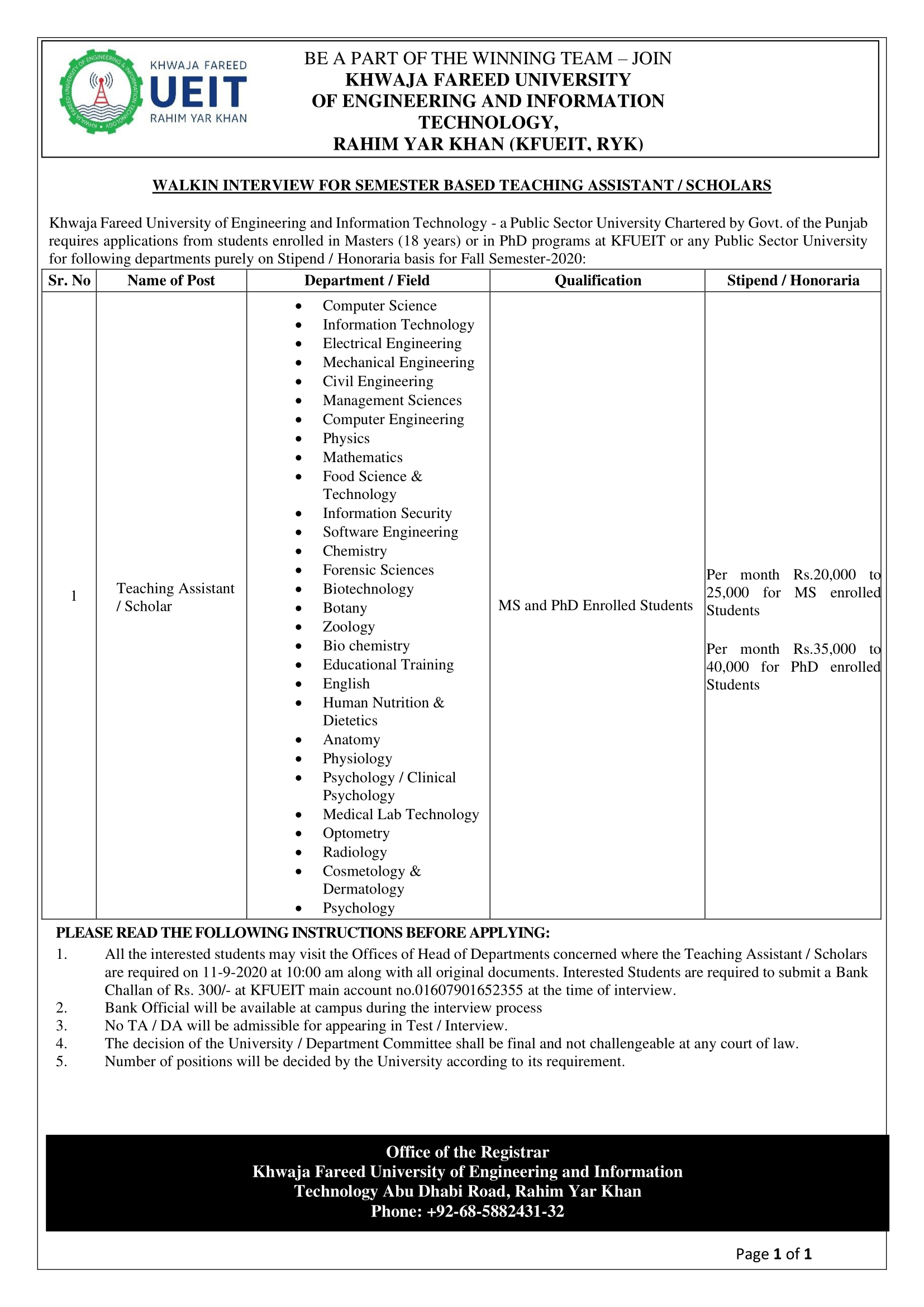 Job Advertisement Teaching Assistants - Graduate Assistants (2)-1