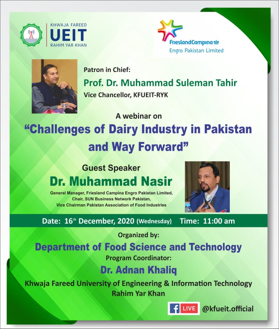 Challenges in Dairy Industry of Pakistan and way forward by Dr M Nasir 16-12-2020