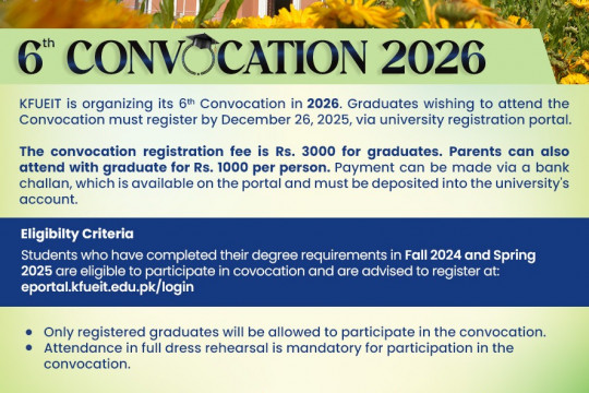 KFUEIT 6th Convocation 2026 – Registrations Open